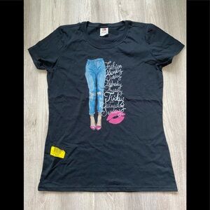 Fashion legs blue skinny jeans woman tee